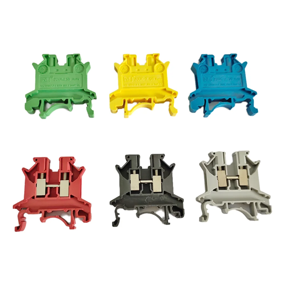 10/50/100 قطعة UK2.5B DIN السكك الحديدية محطة كتلة برغي المشبك موصل UK2.5 2.5mm2 كابل موصل كهربائي