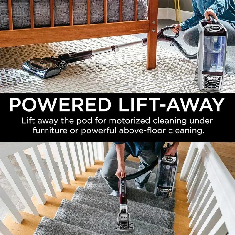PMD4-Shark NV752 Rotator Powered Lift-Away TruePet فلتر HEPA للمكنسة الكهربائية المستقيمة، سعة كوب غبار كبير، مصابيح أمامية LED، أفرول،