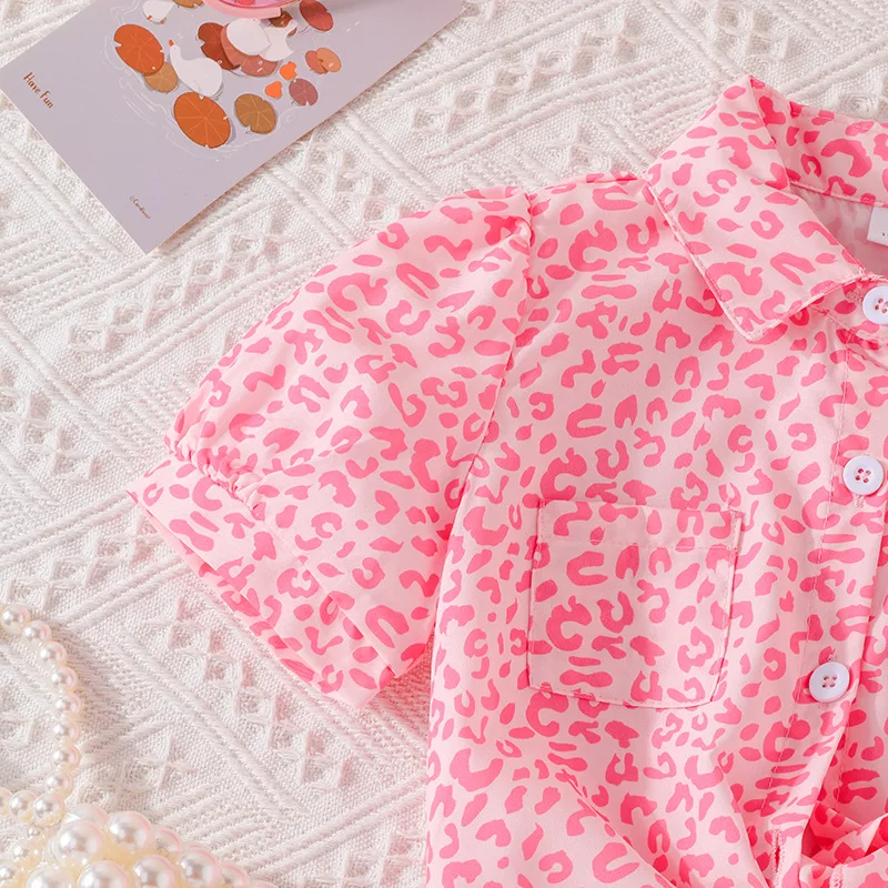 Summer Baby Girl Outfits Set Children Clothes Korean Fashion Print Short Sleeve Cotton Tops+Skirt Boutique Kids Clothing BC1451