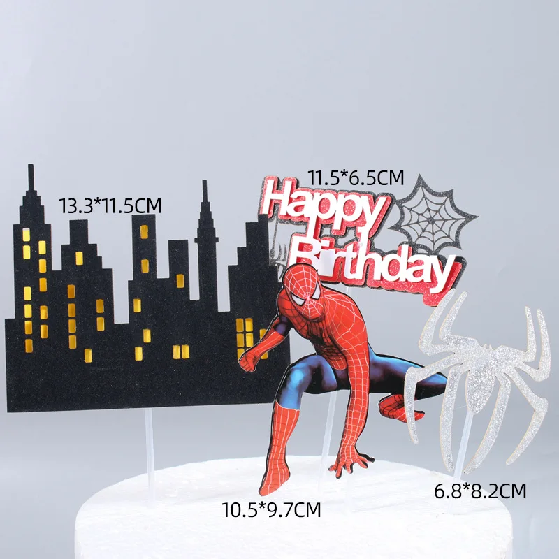 Marvel Spiderman Cake Flag Kids Birthday Decoration Flags Cartoon Anime Figure Disney Spider Man Party Accessorie Supplies Decor