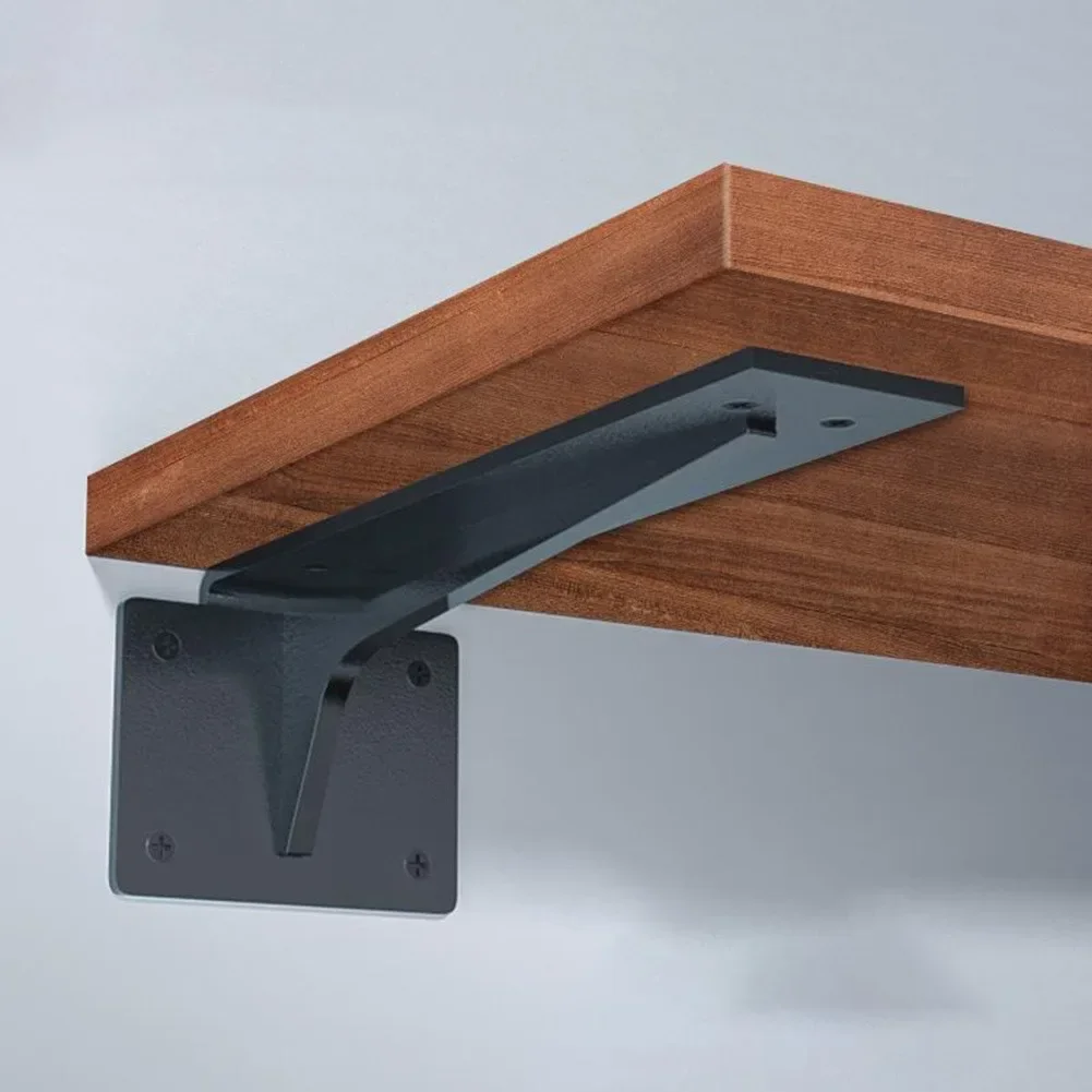 150-500mm Metal Floating Shelf Bracket Wall Mount Heavy Duty For Wood Shelves Support Black Cold