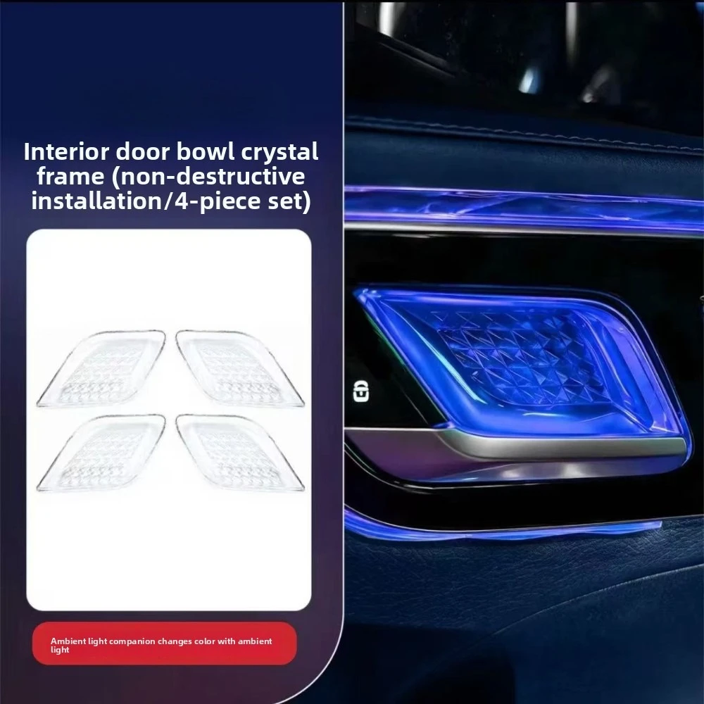 Crystal Interior Door Bowl Decor Stickers Fit Mercedes Benz C GLC E S Class W206 X254 W214 W233 Auto Interior Mod Accessories