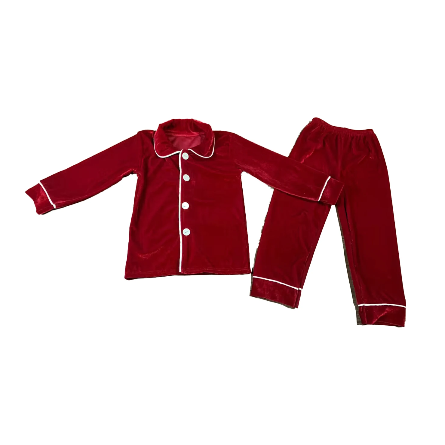 Girls Christmas Nightdress Velvet Pajamas Set Long Sleeve Kids Matching Sibling Outfits Wholesale Children's Sleepwear