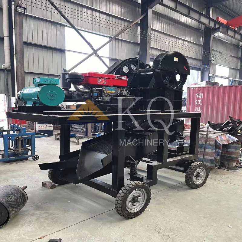 เครื่องบดหินควอตซ์แบบพกพาขนาดเล็ก 10-90 ตันต่อชั่วโมง, โรงงานบดทองคำขนาดเล็ก, เครื่องบดแบบกรามเคลื่อนที่ใช้เครื่องยนต์ดีเซล