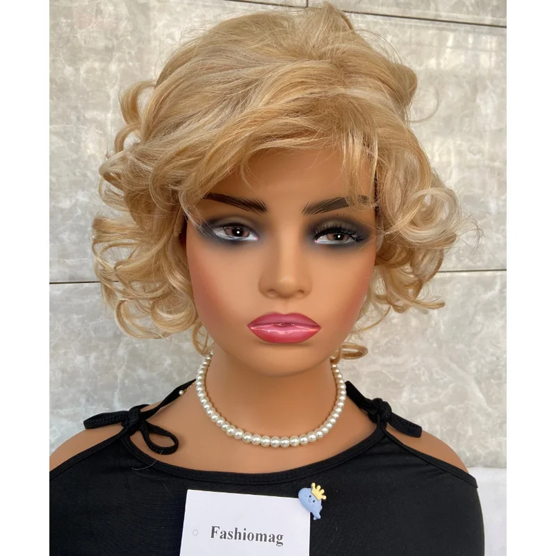 

Sunkissed Blonde Mix Short Fluffy Curly Soft Hair Blend Heat Ok Wigs Women
