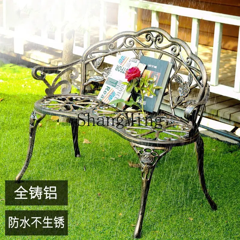 FG حديقة خارجية كرسي من الحديد المطاوع فيلا فناء شرفة خارجية كرسي مزدوج