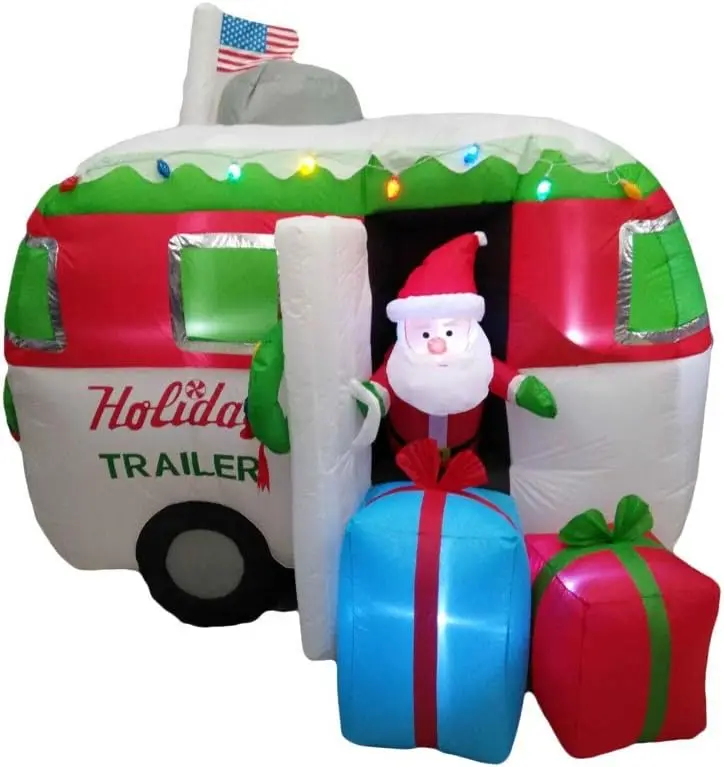 

Christmas Inflatable Santa Holiday Trailer, 7 Feet