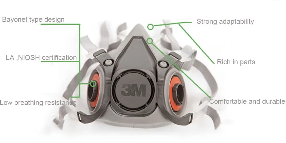 3M 6200 Reusable Half Face Mask Respirator economical low-maintenance simple to handle and extremely lightweight  3M mask