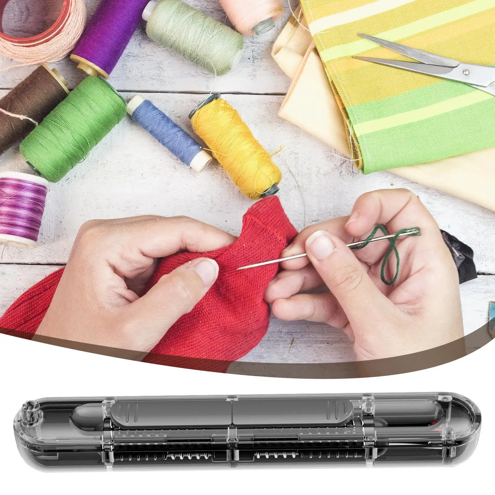 바늘 꿰는 도구 2-in-1 자동 자수 공예 도구 테이프스트리 퀼팅 봉제 리퍼 펠트 가죽 캔버스 데님용