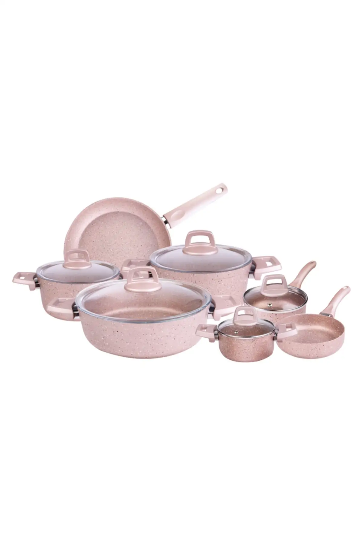 New model pot pan set Biogranit Rosegold 12 Piece Cookware Set