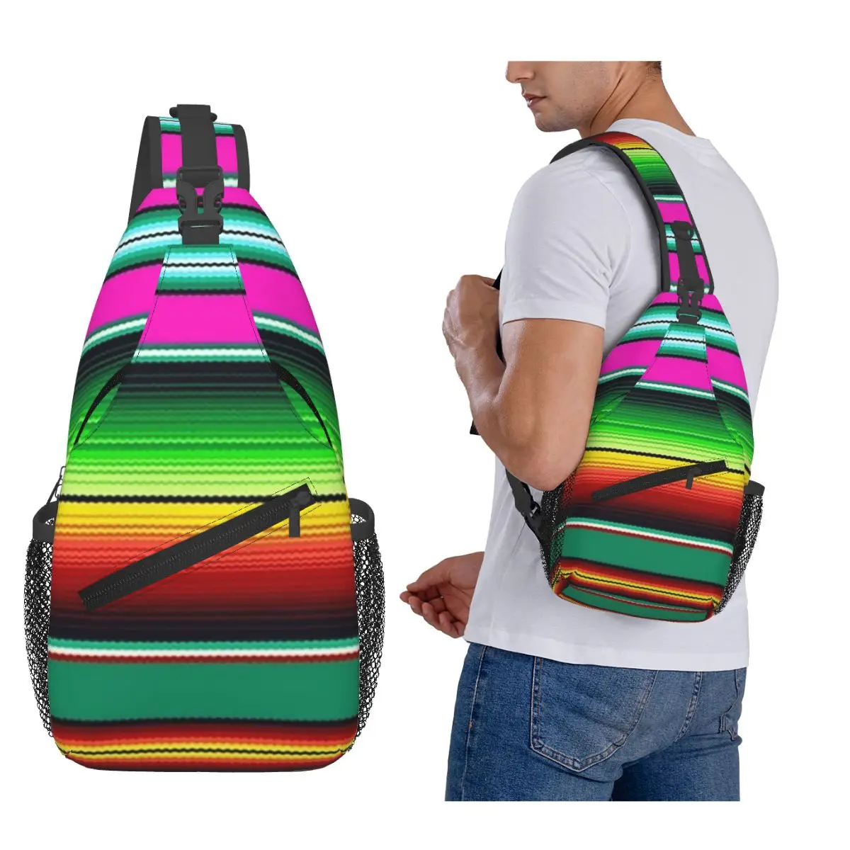 

Мексиканское коренное одеяло, нагрудная сумка, мужской рюкзак через плечо, нагрудная сумка, дорожный походный рюкзак, сумка на плечо