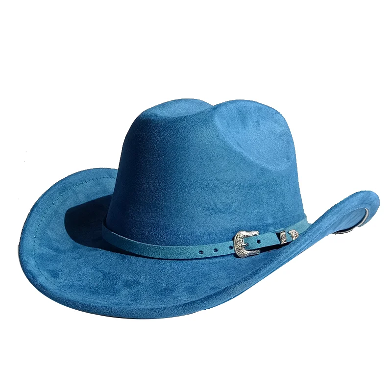 Man's Hat Suede Leather Western denim women's Fedora hat men's church jazz hat fashion travel party hat sombrero vaquero