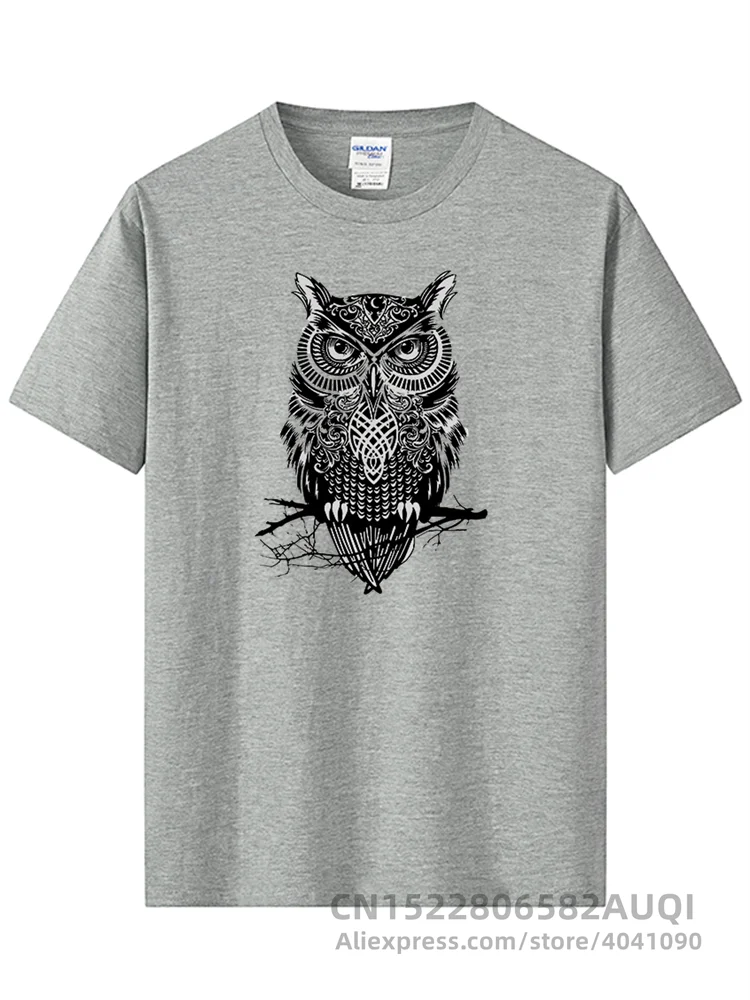 Men\'s T-shirt 100% Cotton Casual T-shirt Owl Print Summer Loose O-neck Funny T Shirt for Men Short Sleeve T-shirt Male Top