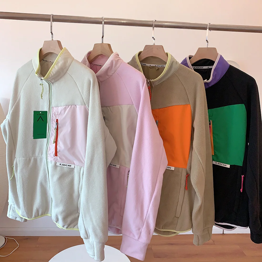 Fleece Jacket Woman Autumn Winter Warm Coats Men Clothing 2025 Contrast Sleeve Sweatshirt Coats Color Outdoor Jakcets Size S-XL