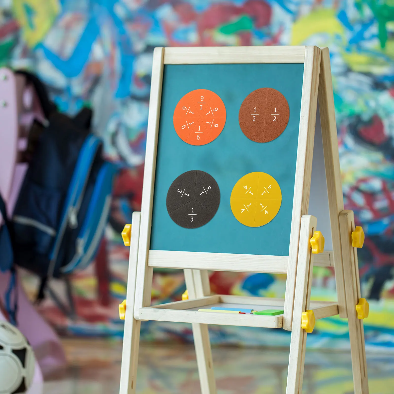 

1Set Colorful Fraction Circles Eva Learning Tray Fraction Cognition Math Demonstrator Number Fractions Circles