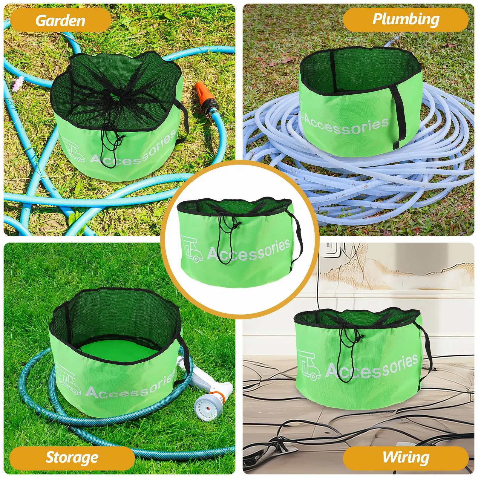Hose Storage Bag Oxford Cloth RV ganizer Large Capacity Tool Bag Yellow Drawstring Cord Holder Garden Accessory