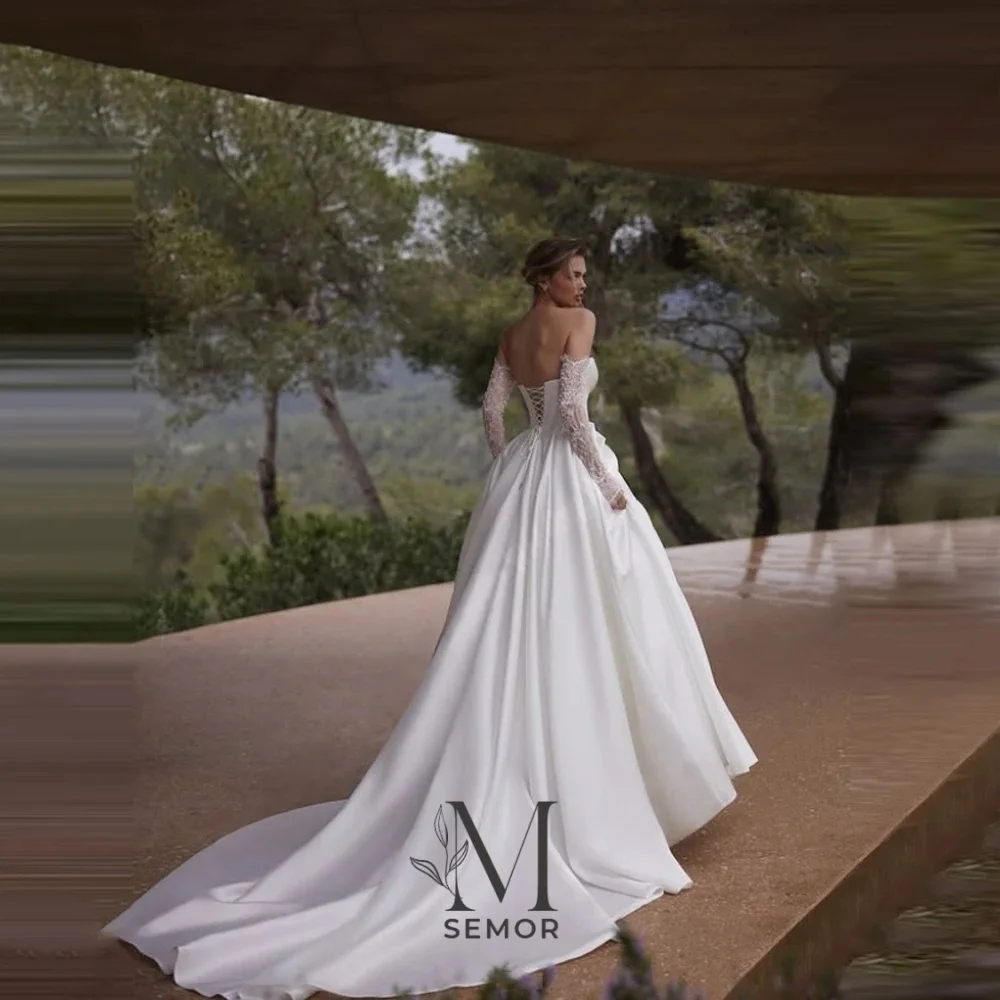 Semor 2026 Luxury Sweetheart Wedding Dress with glove A-Line Slit Customized Bride Gown Princess Party Vestidos Novias Boda