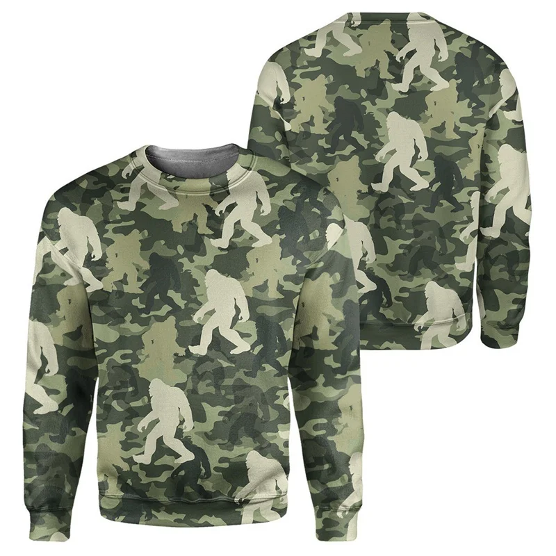 3D Print Rabbit Horse Elephant Sweatshirt Men Camouflage Animals Pattern Casual Pullovers Streetwear O-Neck Long Sleeve Hoodies