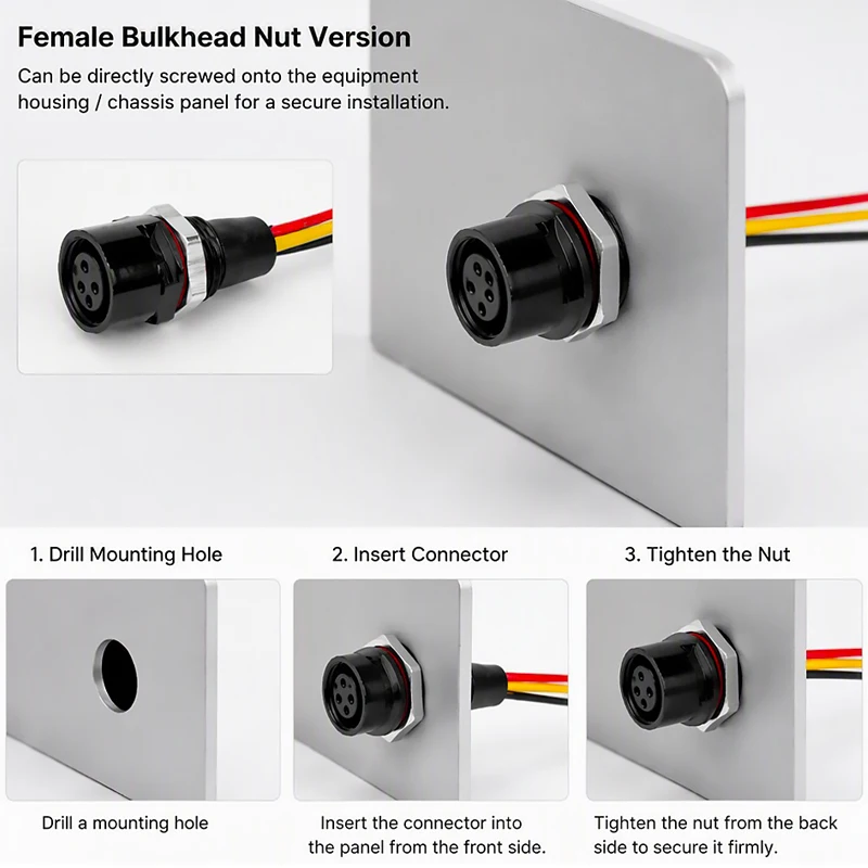 5PCS M12 IP65 Waterproof Metal Panel Connector Male Female Prewired Cable 2 3 4 5 6 8 Pin Automation Equipment