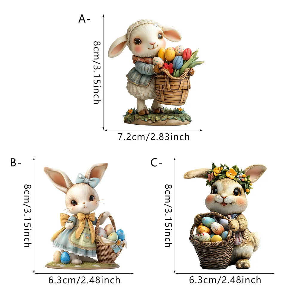 2D Easter Bunny Acrylic Pendant Keychain Car Rearview Mirror Accessories Backpack Small Pendant Easter Party Decorations