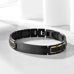 ARADOO Titanium Steel Men's Bracelet Stainless Steel Curved Tag Adjustable Link Bracelets