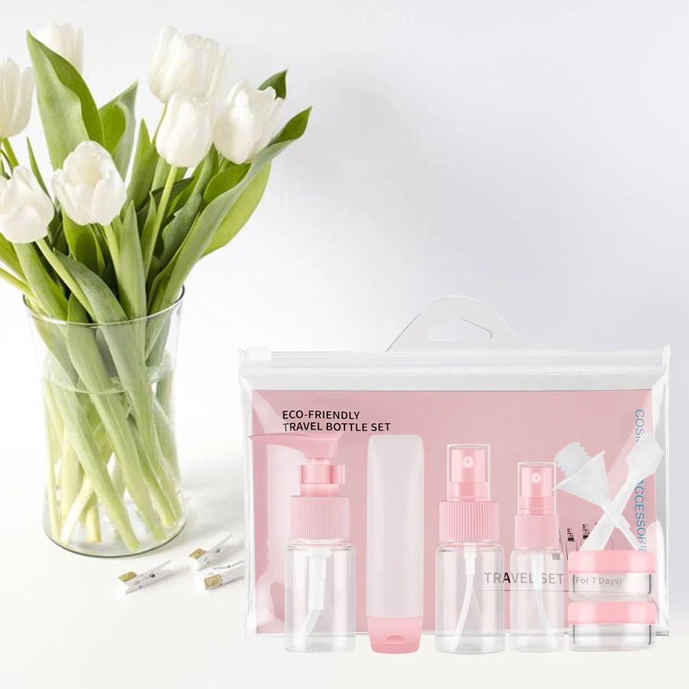 

Travel Bottles Containers Pet Refillable Set Bottle 2 Sprayers Funnel 2 Cream Jars Portable Sprayer