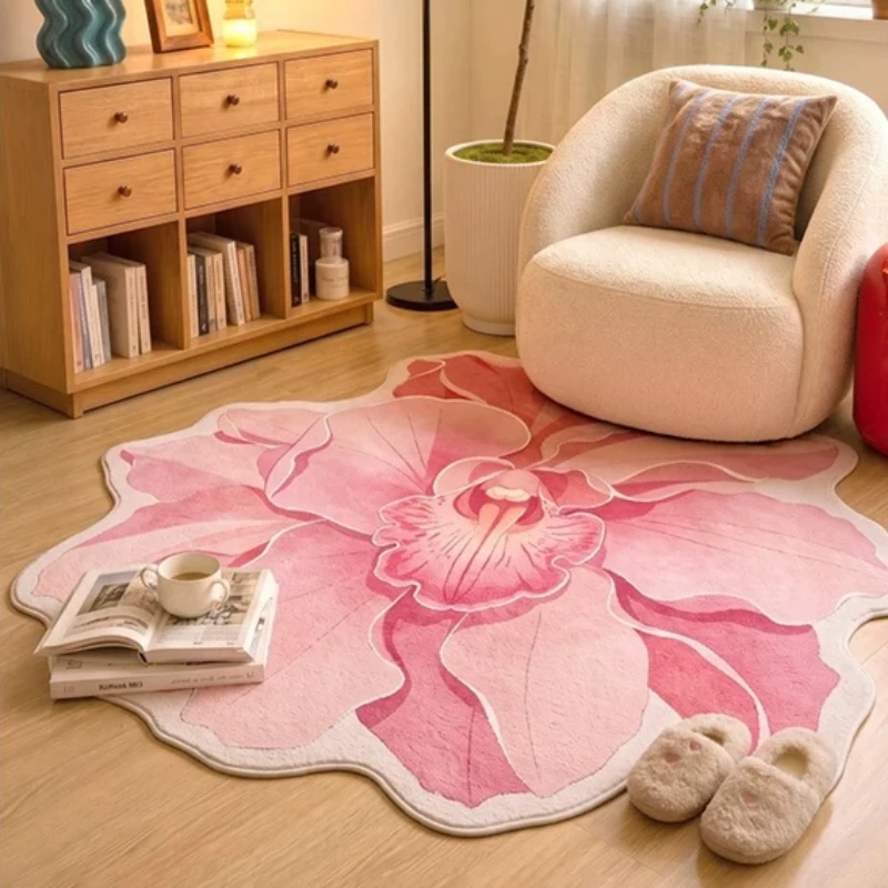 Korean Style Bedroom Decor Pink Carpet Irregular Shape Carpets for Living Room Fluffy Soft Lounge Floor Mat Thick Plush Girl Rug