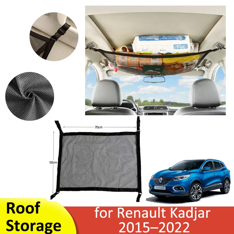 For Renault Kadjar 2015-2022 2017 2019 2020 2021 Car Roof Storage Net Luggage Suspended Network Stowing Interior Auto Accessorie