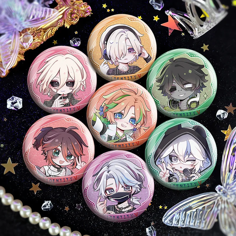 

58Mm/75mm Game Identity Ⅴ C104 Band Q-version Cartoon Double Shimmering Badge Prisoner/Cheerleader Goods Bag Pendant Decorative