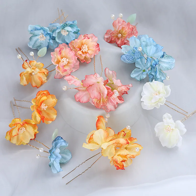 

Hairpin Hanfu Silk Flower Hair Accessories Ancient Style Children's Retro Headflower Hairpin Ancient Costume Accessories Women