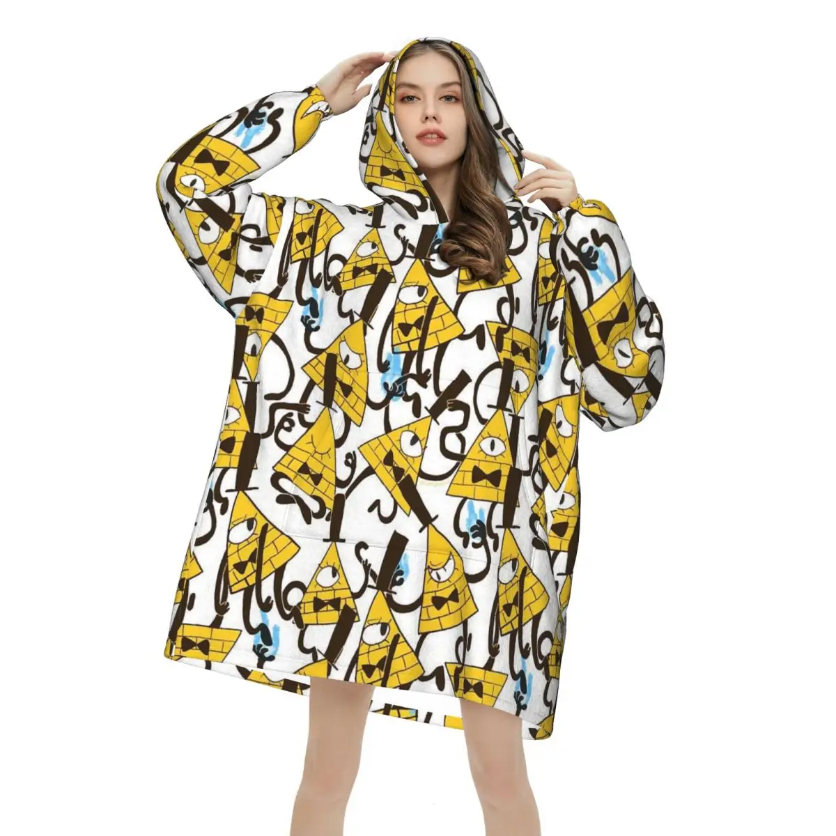 Gravitys Falls Wearable Blanket Hoodie for Women Men Oversized Sweatshirt Blanket with Pocket