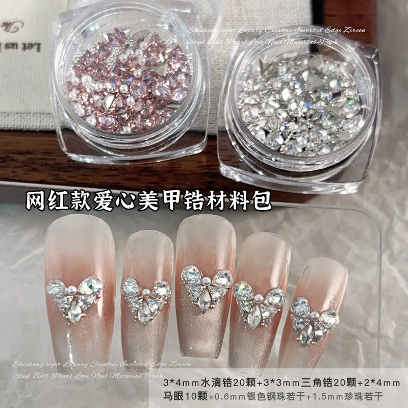 Waterdruppel Hart Vlinder Steentjes Splicing Crystal Omgekeerde Rand Zirkoon Boor Nail Art Decoraties Accessoires Manicure