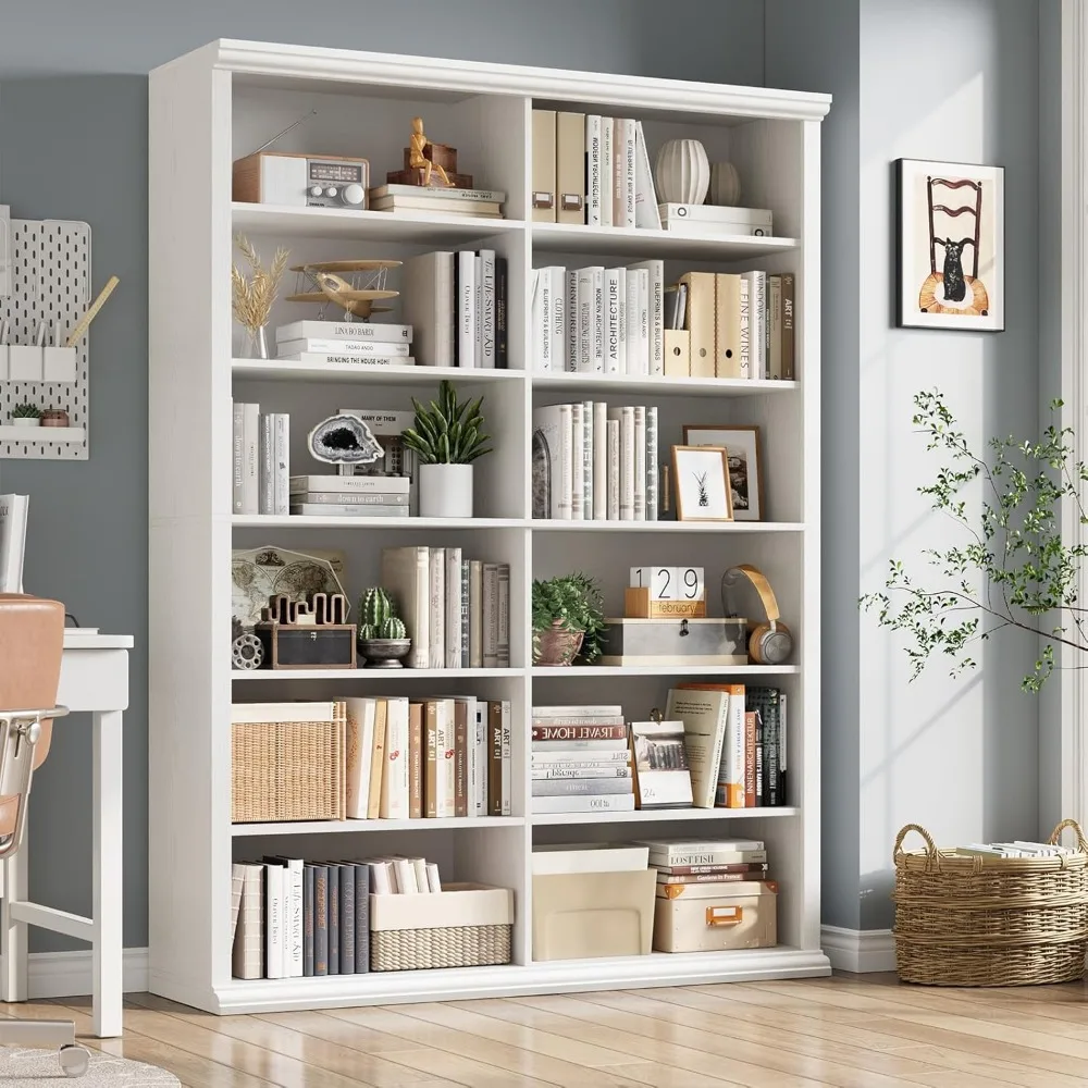 Extra Large Wooden Bookshelf – Double Storage Elegant Design 3