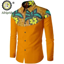 Dashiki camicia da uomo africana camicia con stampa camicia da uomo stile Ankara manica lunga monopetto Design colletto camicie da uomo A2212005