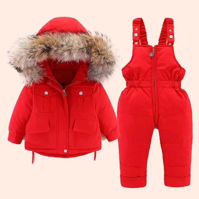 Baby Winter down Jacket Coat and Jumpsuit for Children Clothing Set 2 PCS Thicken Clothes Warm Jacket for Girls Infant Snowsuit