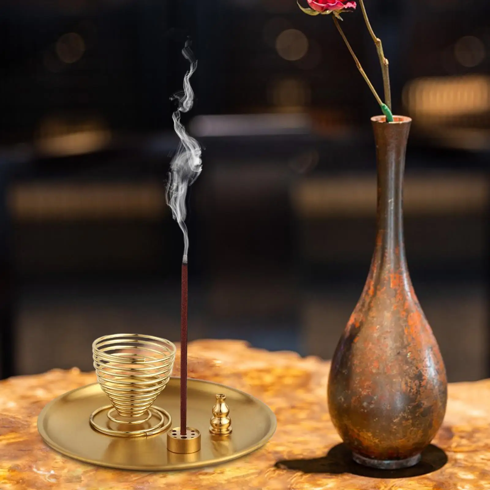 Incense Burner Set with Holder and Tray Desk Decor Tabletop Ornament Decoration Incense Burne Holder for Housewarming Yoga SPA