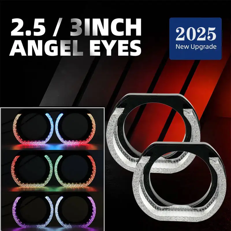

2.5" 3'' 5D Crystal RGB Angel Eyes Mask Colorful LED Halo Rings For Bi Xenon LED Projector Lenses Headlight DRL Car Accessories
