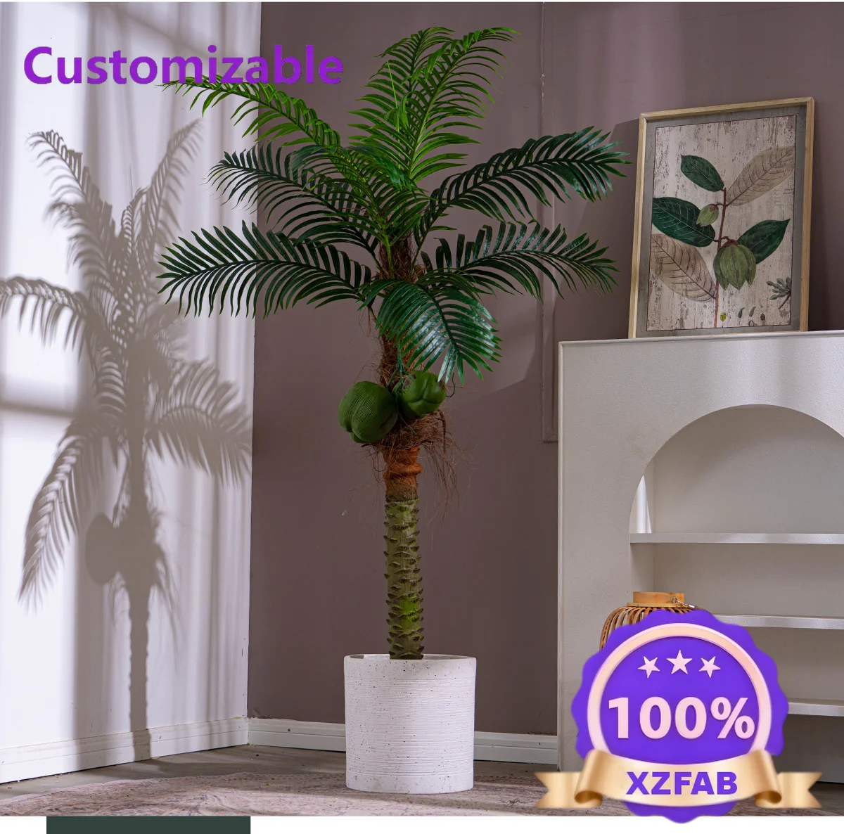 Factory Direct 2026 Large scale simulation of loose tailed sunflower tropical plant coconut tree indoor biomimetic green plant a