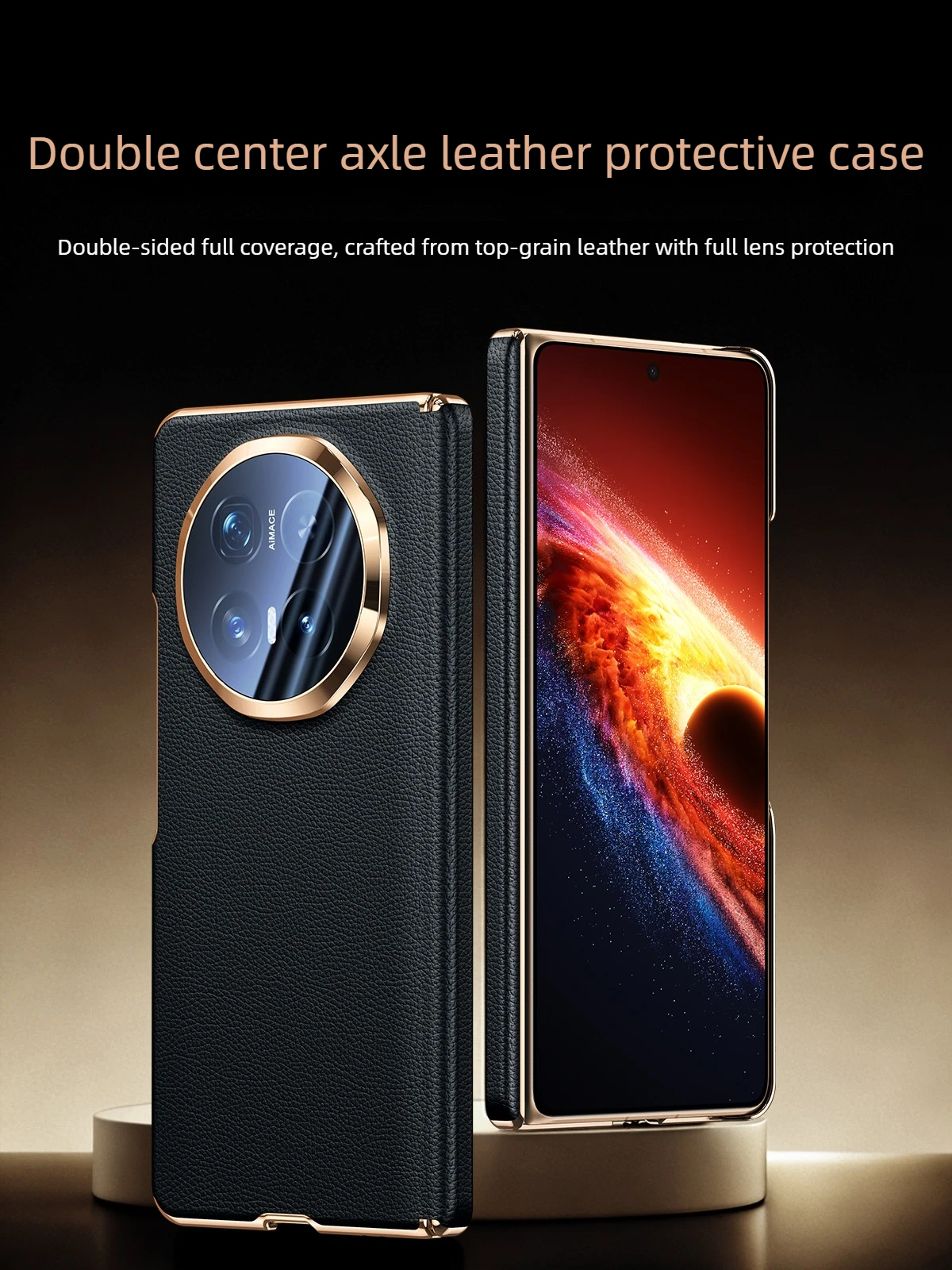 

Защита шарниров по обеим центральным осям для чехла Honor Magic V6, роскошная натуральная кожа, полное покрытие объектива, для чехла для телефона Magsafe.