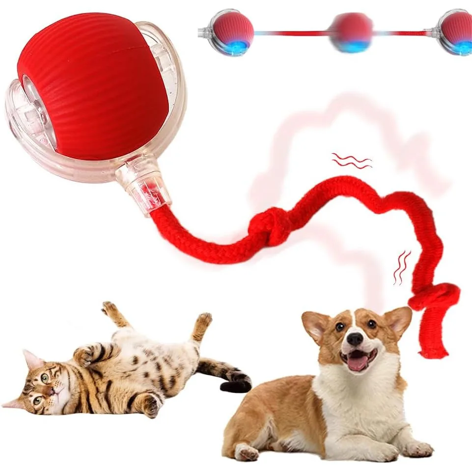 Cat Interactive Ball Toy 3 Mode Automatic Rolling Ball Faux Tail Rechargeable Smart Pet Electric Toy Cat Training Imitate Mouse