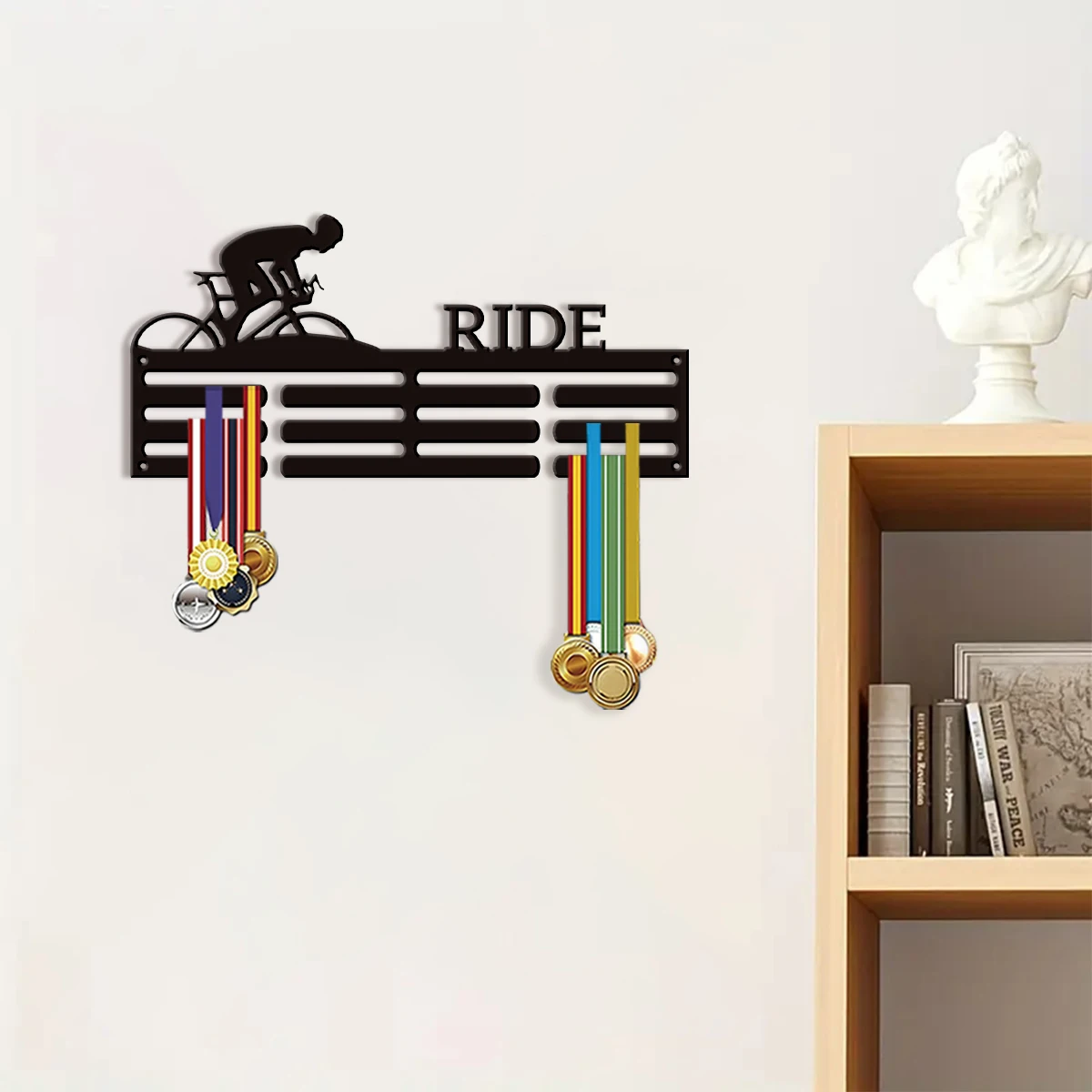 Personalized Signature Customization bicycle race Name medal rack, sports pattern, retro metal wall mounted storage, 30 pieces
