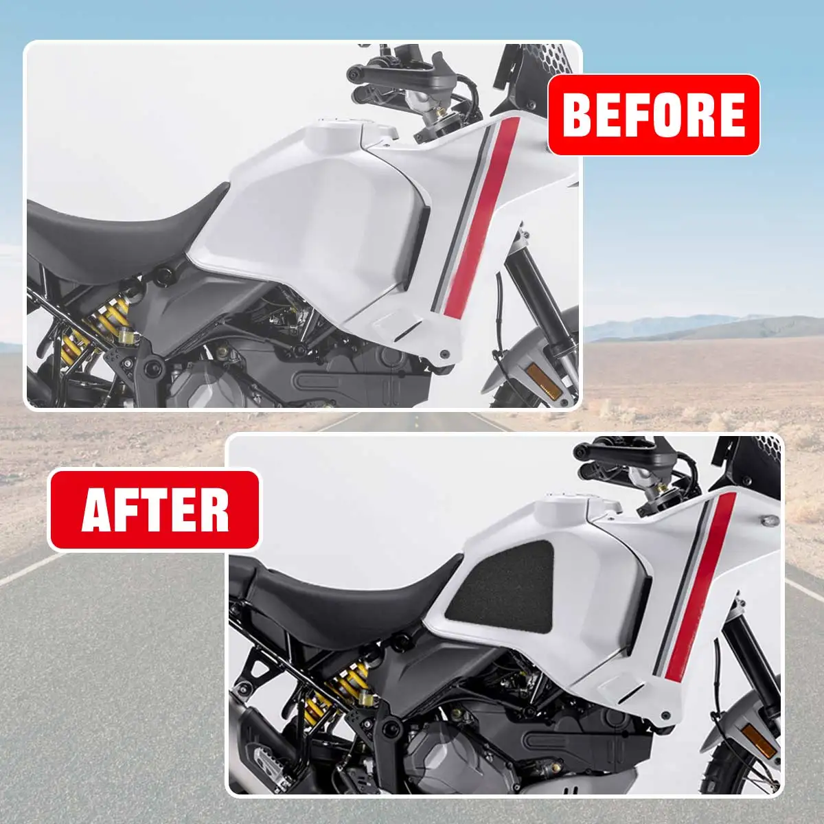 3PCS/SET Motorcycles Traction Non-slip Pads Fuel Tank Sticker Knee Protector Accessory For Ducati Desert X DesertX 2022 2023