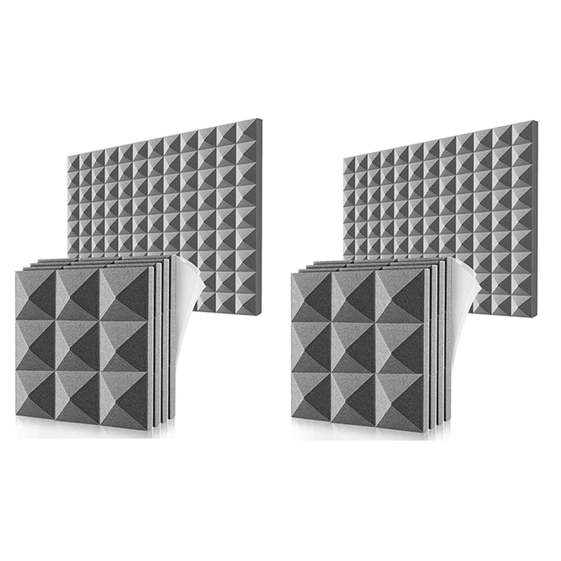 24 Pack Acoustic Foam Panels,Self-Adhesive Sound Proof Foam Panels,For Wall Decor,Music Studio Bedroom Home,5X30x30cm