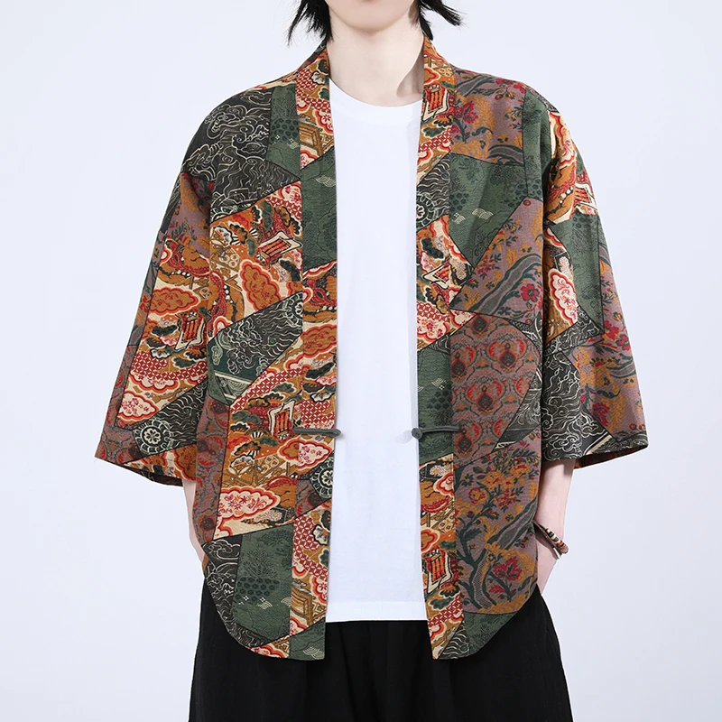 2026 Summer Men's V-Collar Shirt Breathable Summer Casual Fashion with Traditional Knot Button Design for Outdoor Travel M-5XL