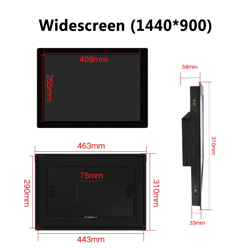 IP65 Protection 19 inch Widescreen Capacitive Touchscreen Monitor Multi Touch Screen Monitor with VGA DVI HDMI AV TV BNC