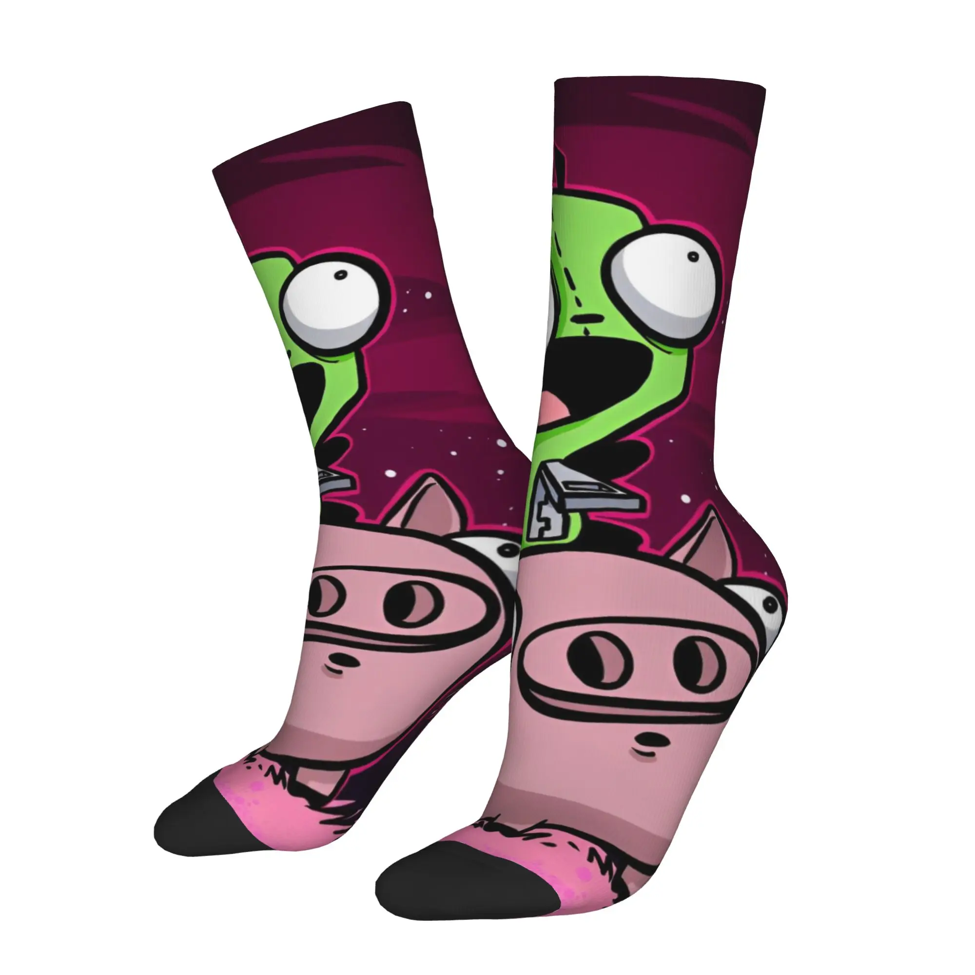 Winter Warm Crazy Design Men's Women's Invaders Zim Gir Socks  Breathable Sports Socks