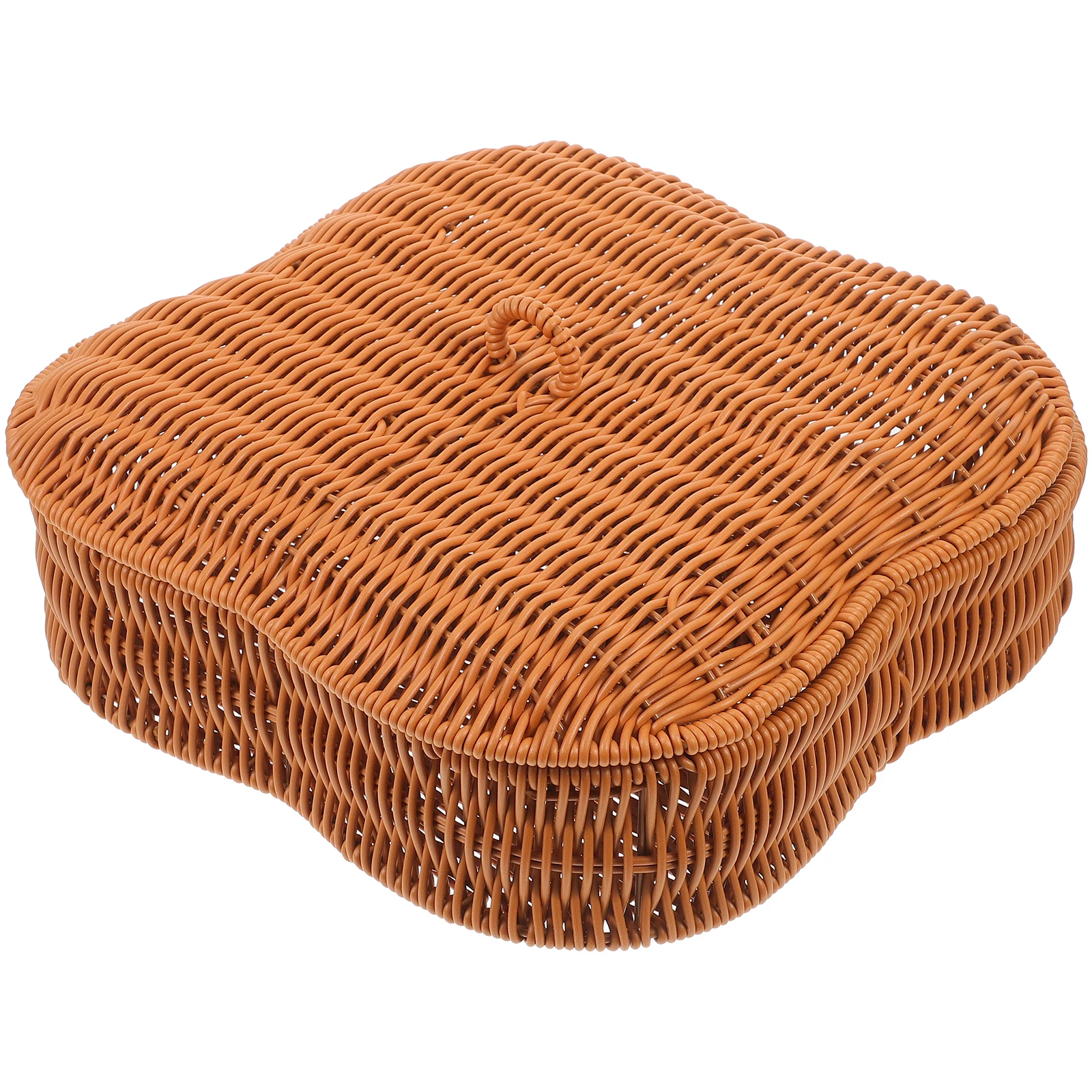 

Imitation Rattan Baskets Woven Storage Basket Cover Bread Tray Small PP Kitchen Fruit Nut Container Portable Picnic Bedroom