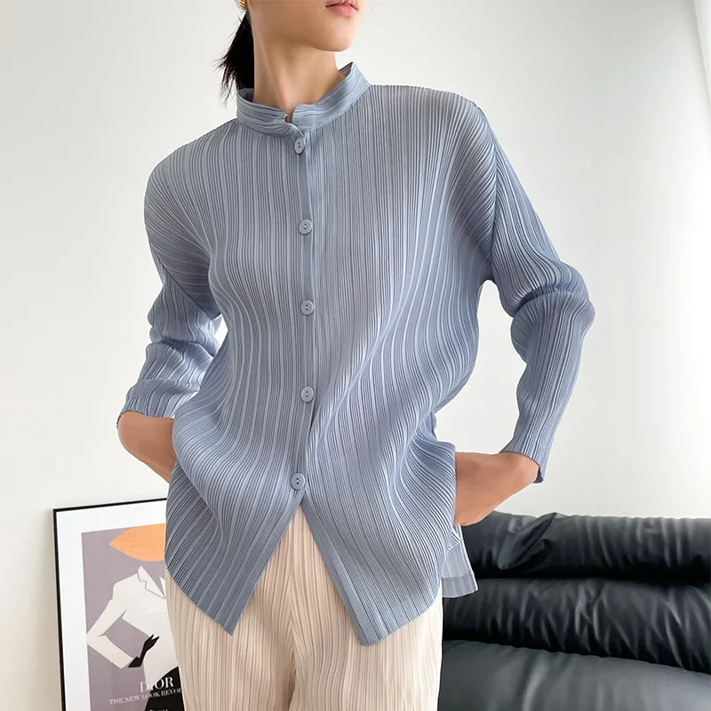 

Summer Versatile Simple Solid Women's Shirt Temperament Commuter Casual Retro 2022 New Fashion Polo Neck Long Sleeve Tops