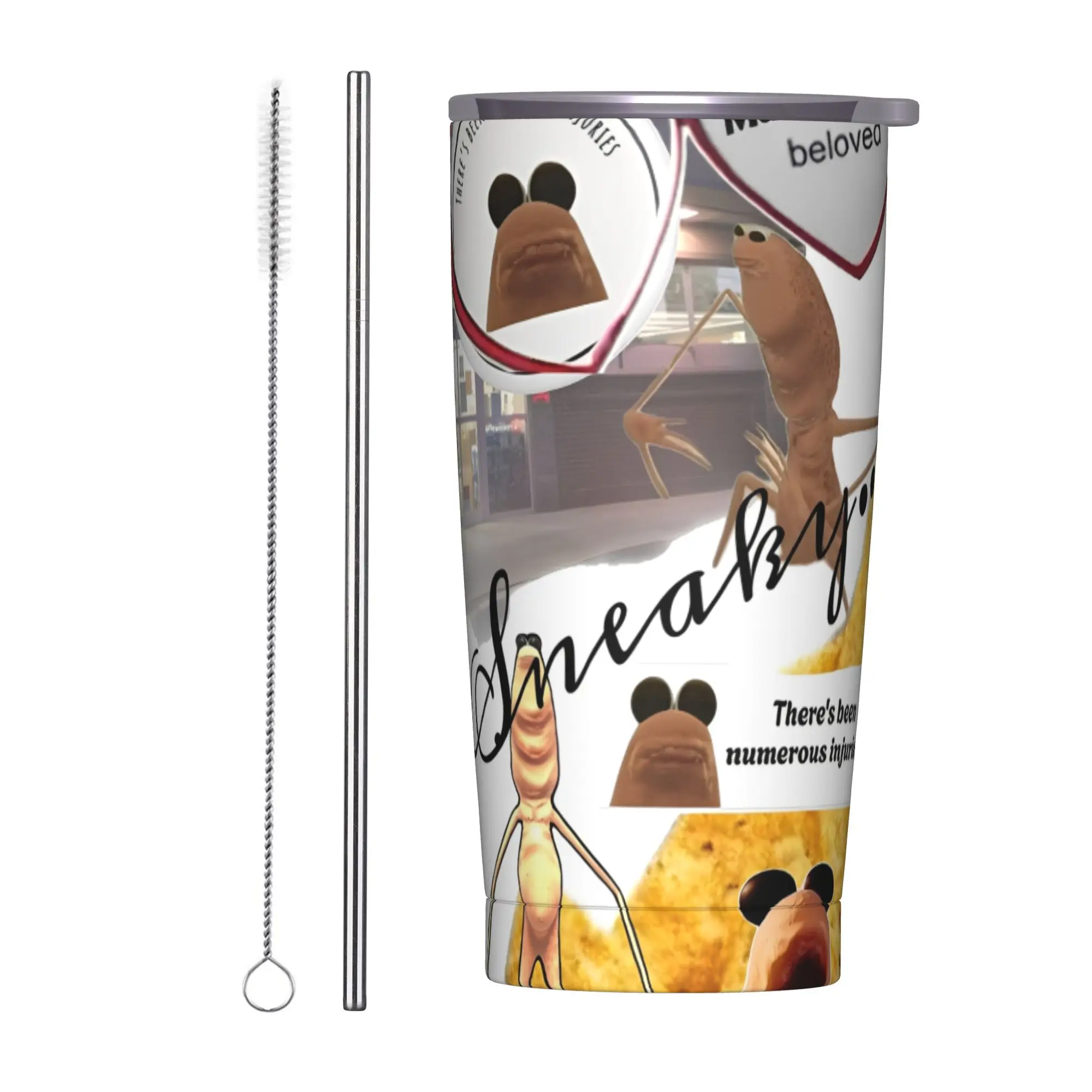 

Marcus the Worm Funny Meme Tumbler With Straw Stainless Steel Mug Double Wall Vacuum Insulated for Cold Or Hot 20oz