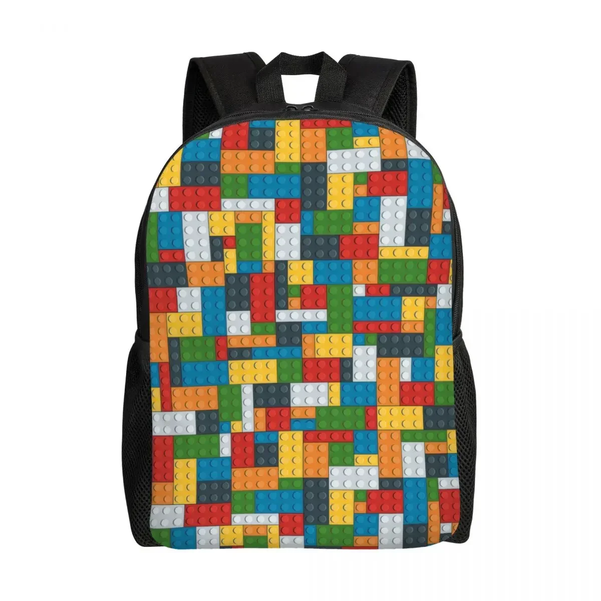 

Custom Colorful Building Plastic Brick Toy Blocks Backpack for Women Men Water Resistant School College Bag Printing Bookbags